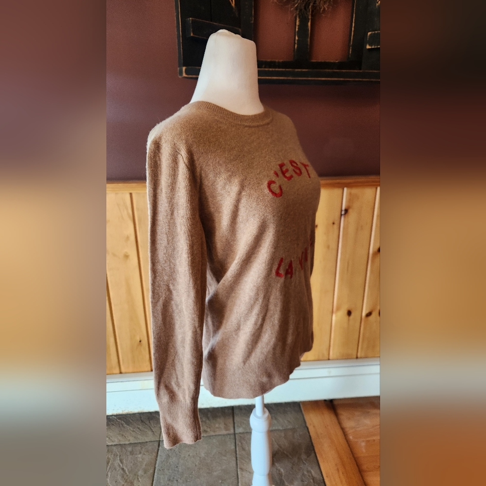 Banana Republic C'EST LA VIE Camel Slub Knit Italian Wool Crewneck Sweater XS - Picture 5 of 9